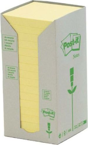Post-it Bloczek ekologiczny TOWER, 76 x 76mm, żółty pastel, 16 sztuk po 100 kartek (3M0281) 1