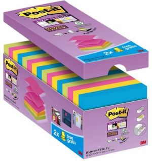 Post-it Bloczek samoprzylepny SUPER STICKY Z-NOTES R330-SS-VP16 76x76mm mix kolorów, 16 sztuk (3M0584) 3