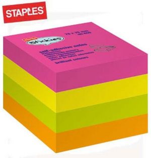 Staples Bloczek kostka samoprzylepny 75 x 75mm 400 kartek, mix kolorów (C71740) 2