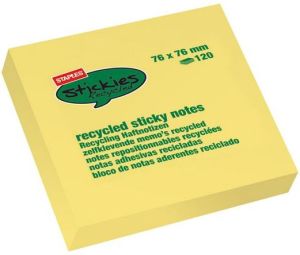 Staples Bloczek samoprzylepny RECYCLED 76x76mm, żółty, opakowanie 12 sztuk (C73760) 4