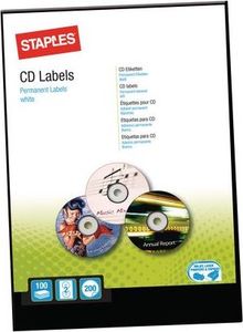 Staples STAPLES Etykieta na CD śr. 117mm błyszczące, 100 arkuszy 1