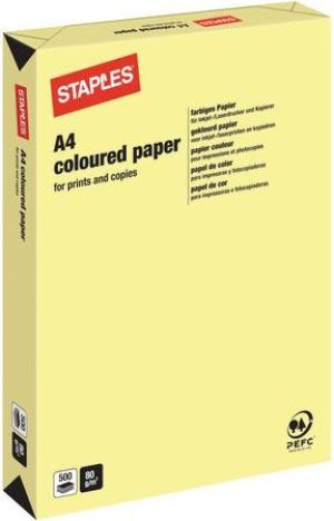 Staples Papier ksero Pastel Colours A4 120g kanarkowy 250 arkuszy 1