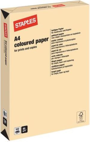 Staples Papier ksero Pastel Colours A4 80g waniliowy 500 arkuszy 1