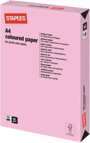 Staples Papier ksero Pastel Colours A4 80g różowy 500 arkuszy 1