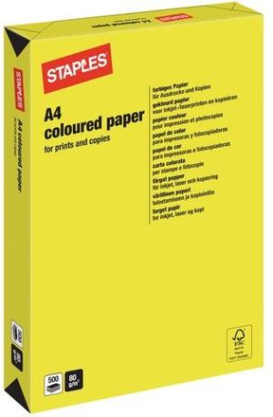 Staples Papier ksero Neon Colours A4 80g żółty 500 arkuszy 3