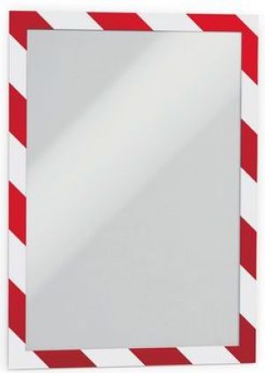 Durable Ramka samoprzylepna DURAFRAME SECURITY czerwony-biały A4, 2 sztuki (DUR942) 1