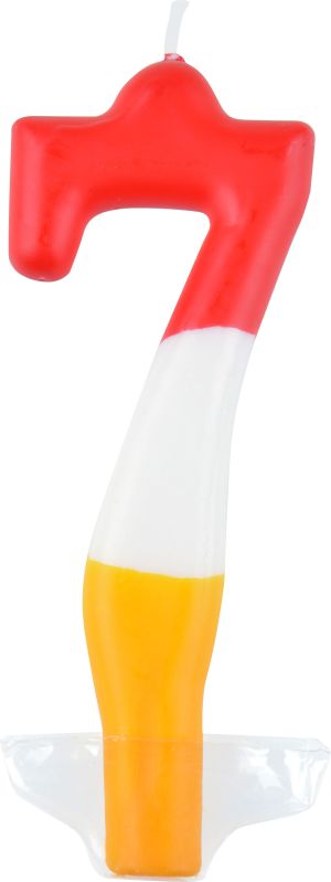 Arpex Świeczka Party Time nr 7 czerwono-biało-żółta (ARPE1414) 1