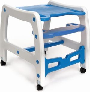 FUN BABY Krzesełko do karmienia dzieci 5 w 1 stolik, krzesełko, bujak + kółka - biało-niebieskie 8