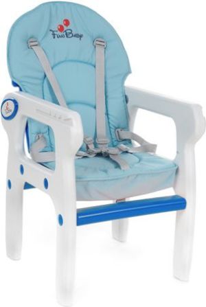 FUN BABY Krzesełko do karmienia dzieci 5 w 1 stolik, krzesełko, bujak + kółka - biało-niebieskie 9