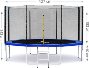 Trampolina ogrodowa SPORTIKO Trampolina ogrodowa z siatką i drabinką 490 cm 18