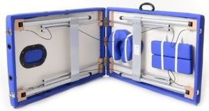 PROFIBED Łóżko do masażu 2 segmentowe aluminiowe o szerokości 70 cm, niebieskie 4