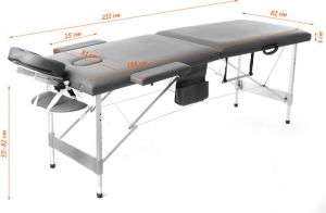 PROFIBED Łóżko do masażu 2 segmentowe aluminiowe, bordowe 11