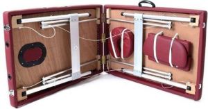 PROFIBED Łóżko do masażu 2 segmentowe aluminiowe, bordowe 7