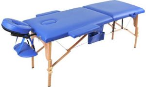 PROFIBED Łóżko do masażu 2 segmentowe drewniane o szerokości 70 cm, niebieskie 1