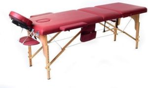 PROFIBED Łóżko do masażu 3 segmentowe drewniane, bordowe 2