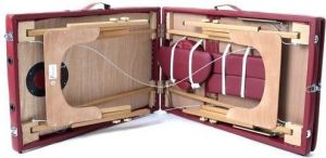 PROFIBED Łóżko do masażu 3 segmentowe drewniane, bordowe 7