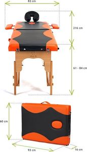 Bodyfit Łóżko do masażu 2 segmentowe dwukolorowe czarno - pomarańczowe (1041) 6