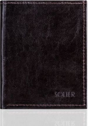 Solier Brązowe skórzane portfel etui na paszport SOLIER ALIVIA 1