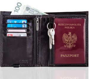 Solier Brązowe skórzane portfel etui na paszport SOLIER ALIVIA 3