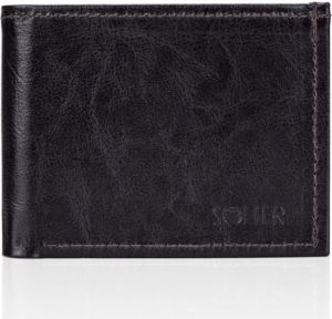 Solier Elegancki brązowy skórzany męski portfel SOLIER MAKENZIE 1