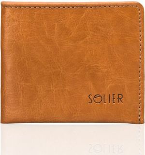 Solier Elegancki jasno brązowy skórzany męski portfel SOLIER RYLEIGH 1