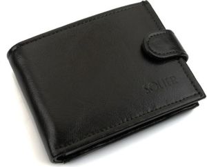 Solier Elegancki czarny skórzany męski portfel SOLIER 1