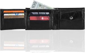 Solier Elegancki czarny skórzany męski portfel SOLIER TESSA 4