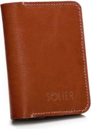 Solier Cienki skórzany męski portfel z bilonówką SOLIER A SLIM BRĄZ 1