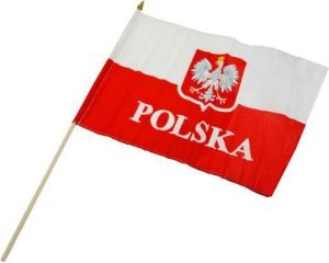 Flaga POLSKA 30x40 cm z uchwytem drewnianym 1