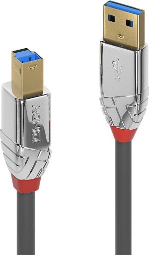 Kabel USB Lindy USB-A - USB-B 1 m Szary (36661) 1