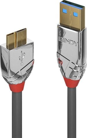 Kabel USB Lindy USB-A - micro-B 1 m Srebrny (36657) 1