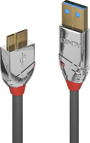 Kabel USB Lindy USB-A - micro-B 0.5 m Srebrny (36656) 1