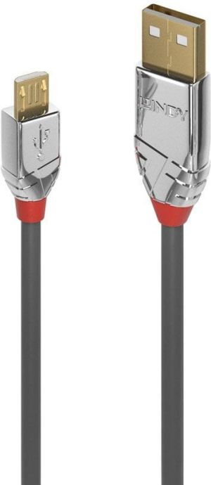 Kabel USB Lindy USB-A - microUSB 2 m Szary (36652) 1