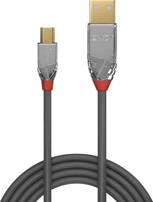 Kabel USB Lindy USB-A - miniUSB 1 m Szary (36631) 2