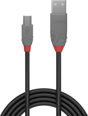 Kabel USB Lindy USB-A - miniUSB 2 m Szary (36723) 2