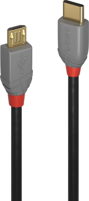 Kabel USB Lindy USB-C - microUSB 1 m Czarny (36891) 1