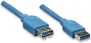 Kabel USB Techly USB-A - USB-A 2 m Niebieski (ICOC-U3-AA-20-EX) 1