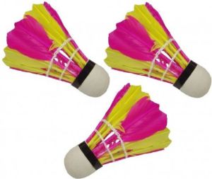 Victoria Sport Lotki do badmintona z piór 3szt. różowo-żółte 1