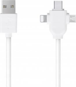 Kabel USB Libox USB-A - USB-C + microUSB + Lightning Biały (LB0112) 1