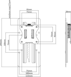 Techly Techly Adapter wysokości z VESA 75x75 do monitora 13-27"; LED/LCD 8kg srebrny (ICA-LCD TRACK) 4
