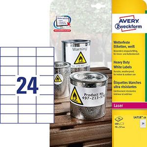 Avery Zweckform ETYKIETY ZF L4718-20 HEAVY DUTY 70X37 MM, 20 ARKUSZY 2