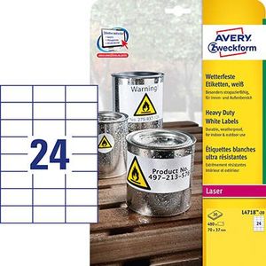 Avery Zweckform ETYKIETY ZF L4718REV-20 HEAVY DUTY 70X37 MM, USUWALNE, 20 ARKUSZY 1