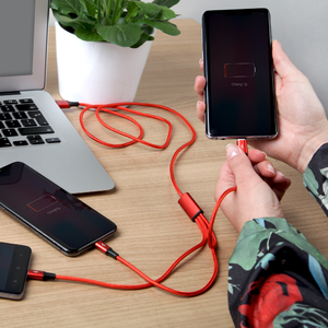 Kabel USB Unitek USB-A - USB-C + microUSB + Lightning 1.2 m Czerwony (C4049RD) 3