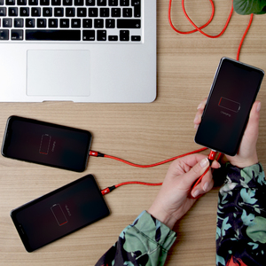 Kabel USB Unitek USB-A - USB-C + microUSB + Lightning 1.2 m Czerwony (C4049RD) 4