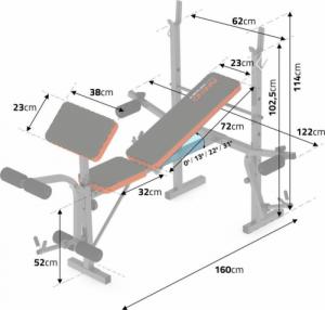 NEO SPORT Ławeczka do ćwiczeń pod sztangę + modlitewnik NS-200 czarno-czerwona 12