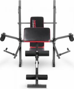NEO SPORT Ławeczka do ćwiczeń pod sztangę + modlitewnik NS-200 czarno-czerwona 2