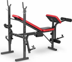NEO SPORT Ławeczka do ćwiczeń pod sztangę + modlitewnik NS-200 czarno-czerwona 9
