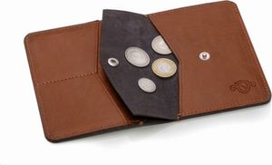 Solier Cienki skórzany męski portfel z bilonówką SOLIER SLIM BRĄZ 3