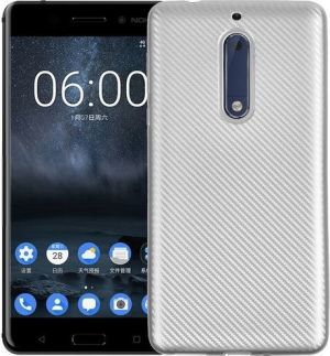 Etui Carbon Fiber Nokia 5 srebrny /silver 1