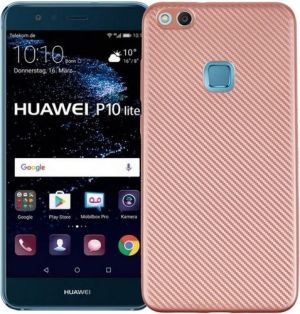 Etui Carbon Fiber Huawei P10 lite różowo -złoty/rose gold 1